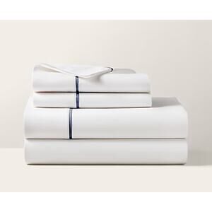 Ralph Lauren Home Organic Cotton Percale Palmer Navy Flat Sheet Only King New
